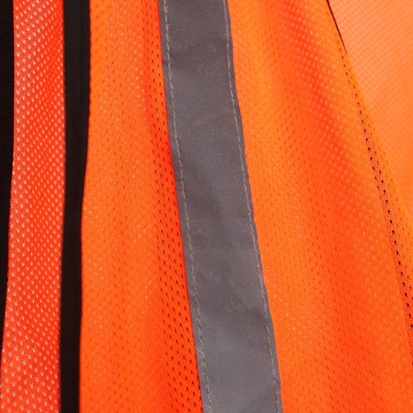 Body Guard Safety Gear OS Orange Mesh Gray Reflective Striped Vest - Picture 12 of 13